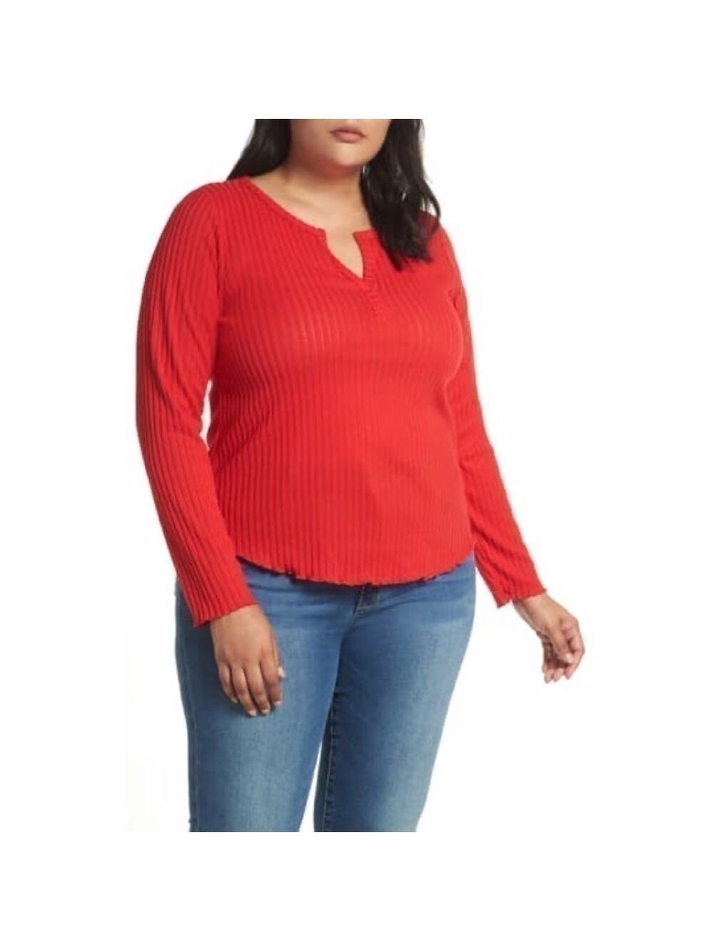 BP lightweight rib knit layering Henley plus size 2X